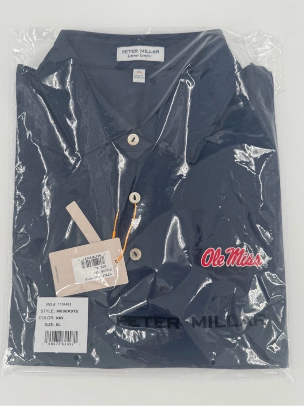Ole Miss Peter Millar Solid Navy Blue Performance Polo! XL - NWT - Picture 3 of 4